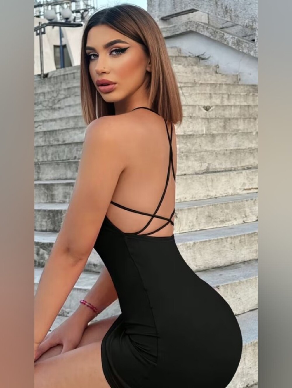 Summer Cross-Back Mini Bodycon Dress